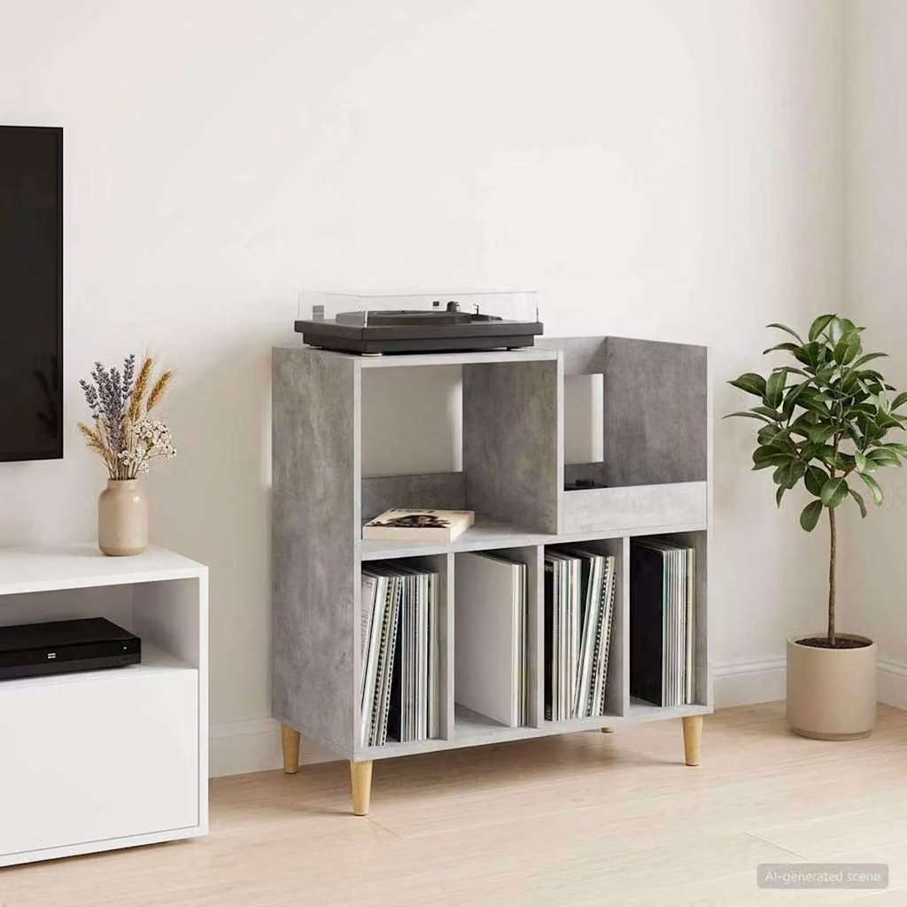 vidaXL Supporto per giradischi moderno in MDF Grigio, L 82 cm x P 39,5 cm x H 82,5 cm