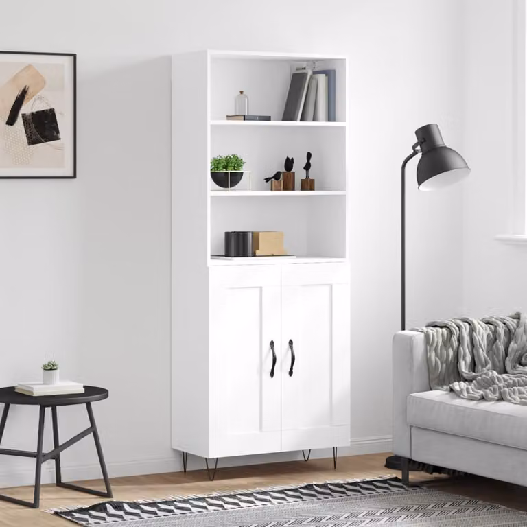 Credenza moderna vidaXL bianca con ante a battente e ripiani interni, L/P/H: 69,5 x 34,0 x 180,0 cm
