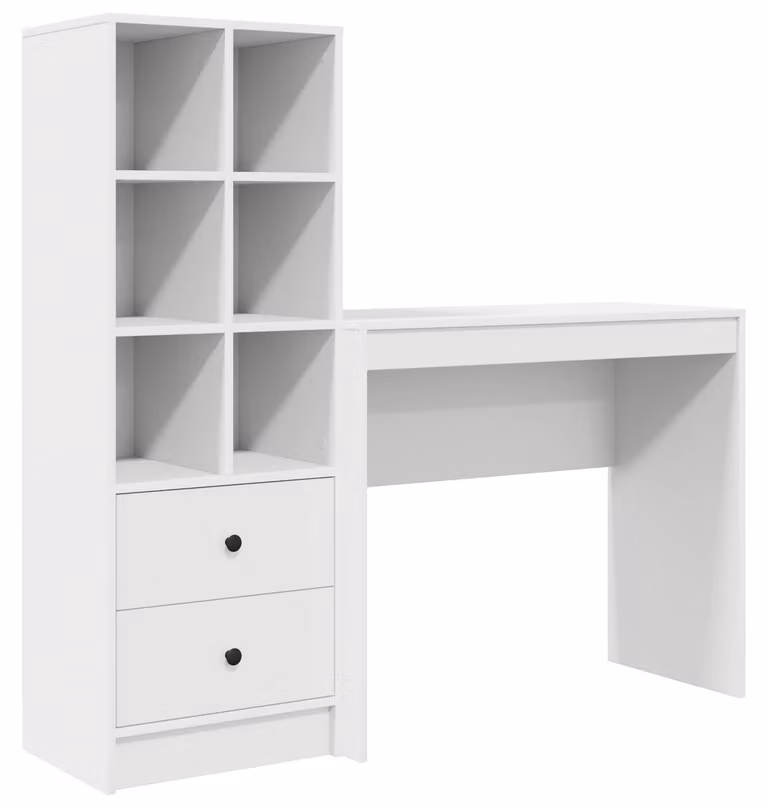 Scrivania con cassetto con lo scaffale 2 pcs Bianco