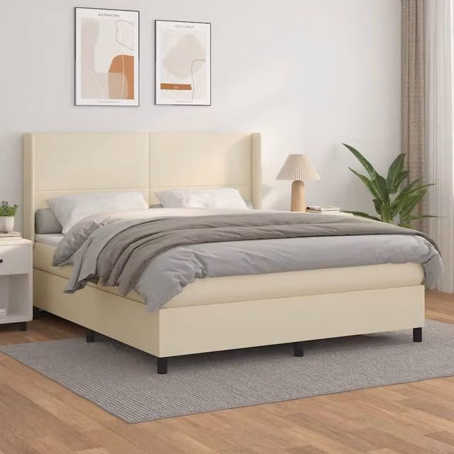Giroletto a Molle con Materasso Crema 180x200 cm in Similpelle 3132395