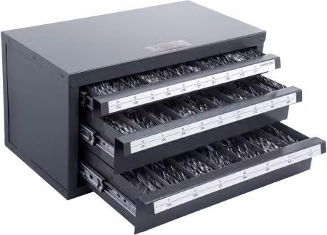Dispenser VEVOR per punte da trapano con 27 scomparti A-Z, cassetta impilabile in acciaio galvanizzato grigio e arancione, L/P/H: 37,5 x 20 x 20 cm