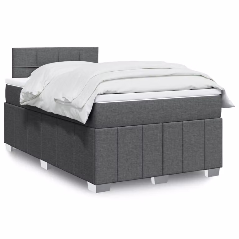 vidaXL Giroletto a Molle Ibrido con Materasso in Tessuto Grigio e Bianco L/P/H: 200 x 120 x 100,5 cm