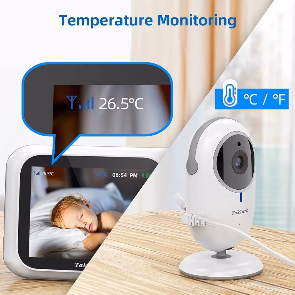 Baby Monitor Video Digitale Wireless Trade Shop Q-sx905 con Monitor LCD da 4.3 pollici, Visione Notturna e Audio Bidirezionale, Bianco – 2