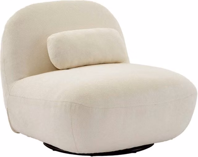 Poltrona girevole 360° bouclé, crema