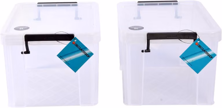 Contenitori con coperchio, capacità 5 litri, set da 2, in plastica, ideali per abbigliamento e giocattoli