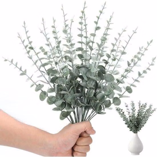 Set da 30 steli di eucalipto artificiali, 38 cm - Verde - Decorazioni per la casa e le feste - Steli di eucalipto - Per eventi e giardino