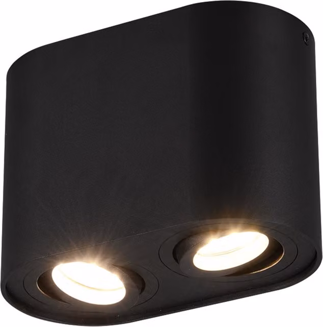 Plafoniera Cookie Trio Trio Leuchten nera con 2 luci regolabili in metallo e vetro