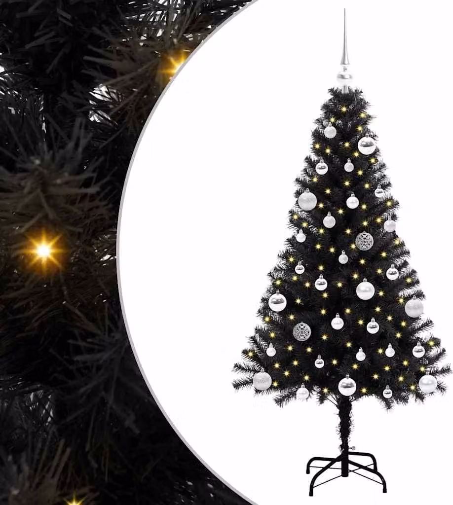 Albero di Natale con 150 LED con supporto Nero 150 cm PVC