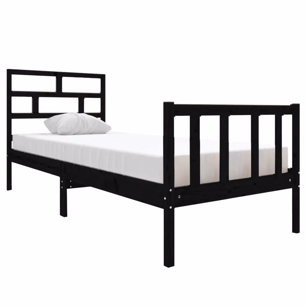 vidaXL Giroletto in Legno Massello di Pino Nero Opaco L 80 x P 190 cm – 2