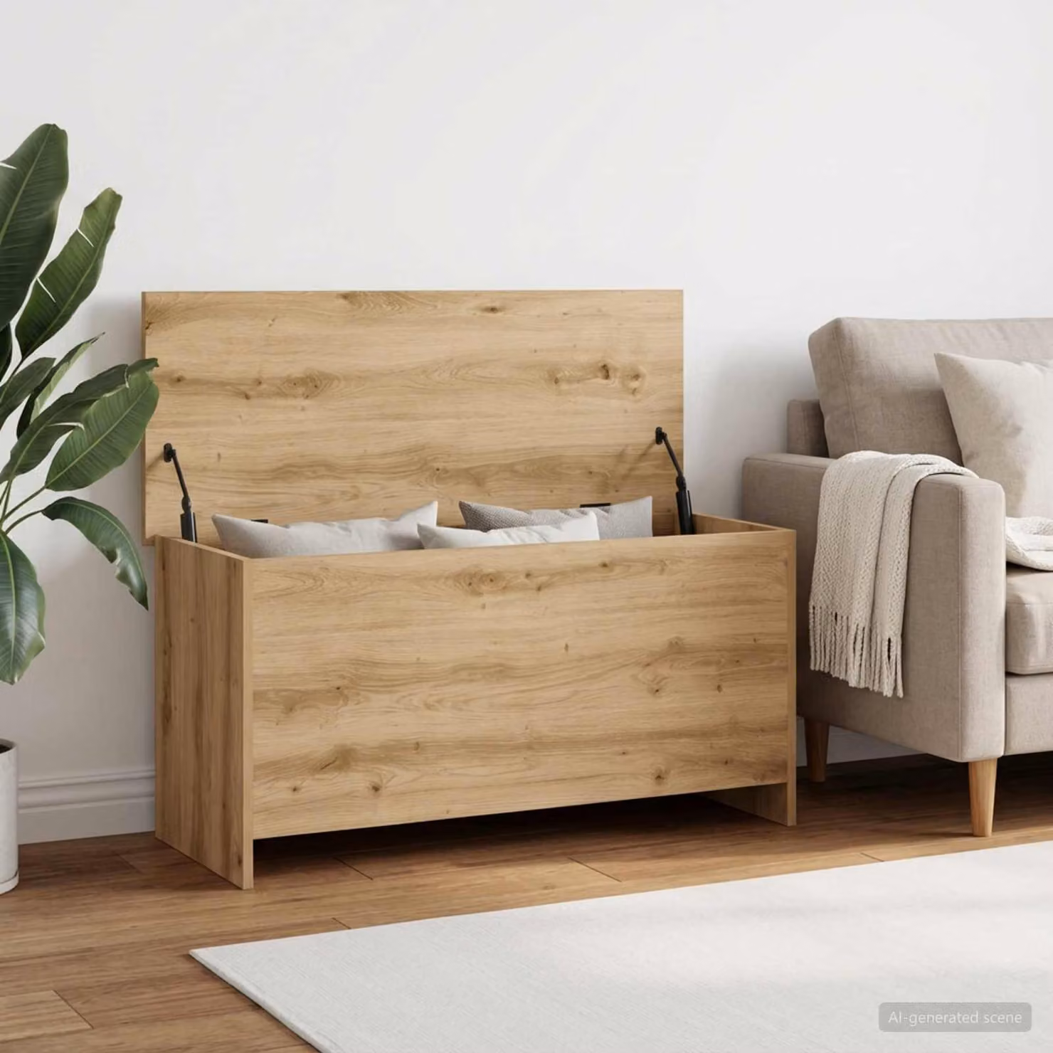 vidaXL Cassa di stoccaggio moderna in legno marrone L 100 x P 40 x H 50 cm