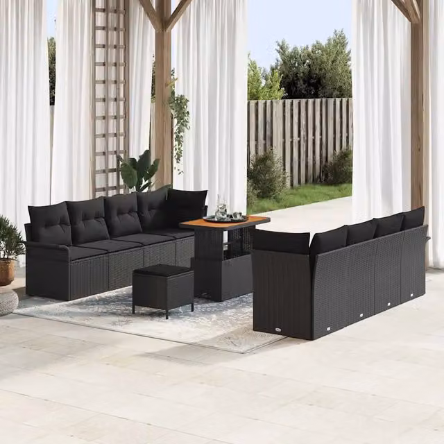 Set Divano da Giardino Nero 3364059