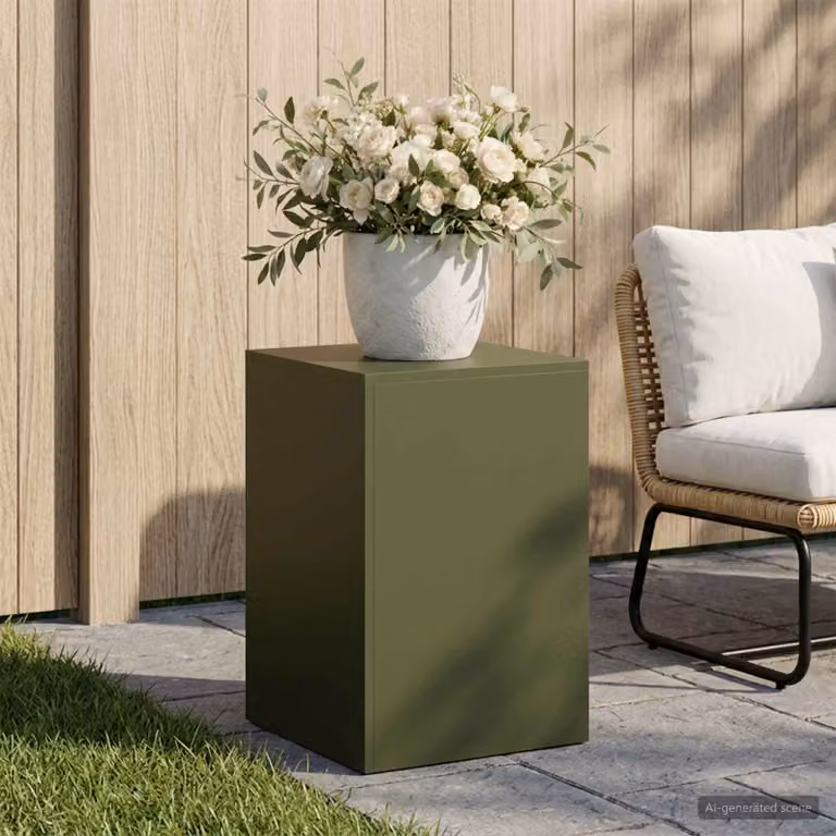 Supporto per piante vidaXL in acciaio Corten colore verde oliva L/P/H: 40 x 40 x 60 cm