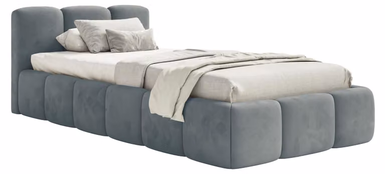 Selsey Cloudy Low – Letto imbottito 90x200 cm, contenitore e rete a doghe, grigio velluto