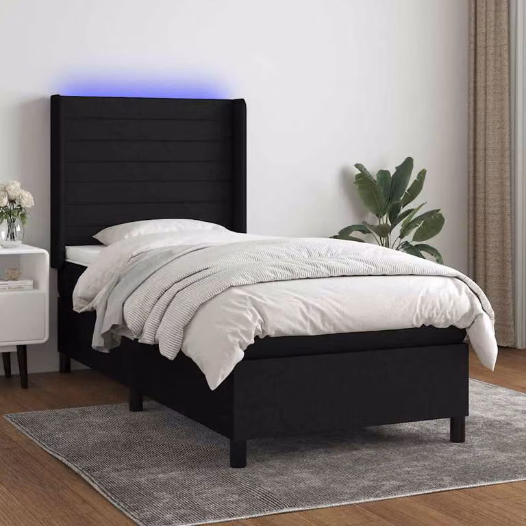 Letto a Molle vidaXL con Illuminazione LED e Porte USB in Tessuto L/P: 100 x 200 cm