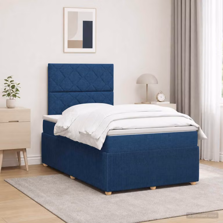 Maison Exclusive - Letto boxspring a LED con materasso blu 120 x 200 cm in tessuto