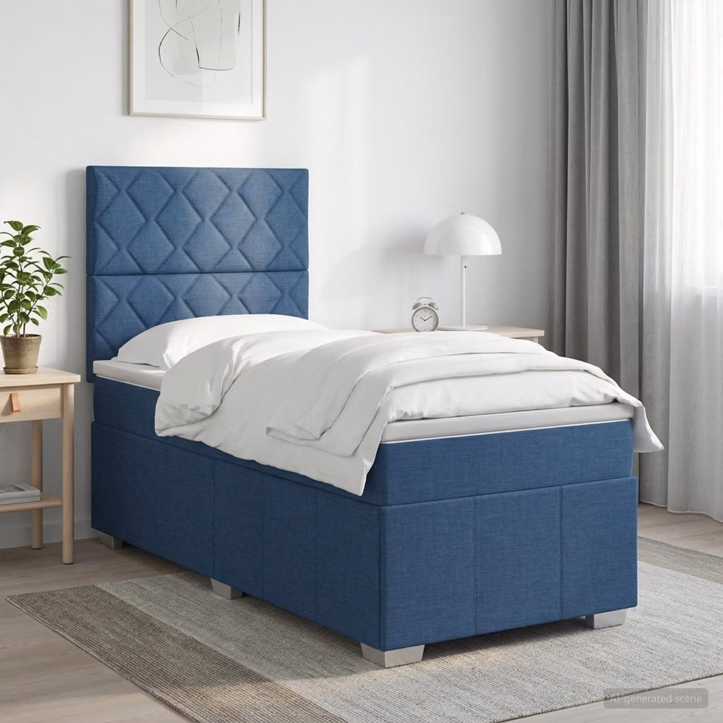 Letto Box Spring vidaXL con Materasso Blu e Illuminazione LED, Porta USB e Base a Sollevamento, L/P: 90 x 200 cm