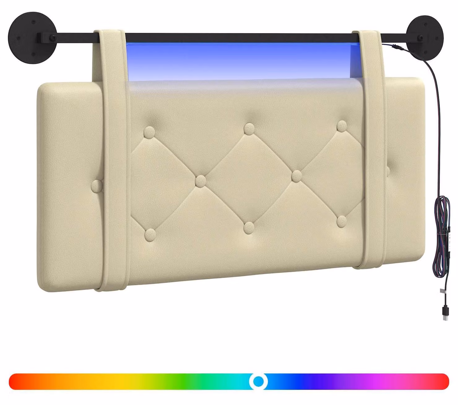 Testiera sospesa Con luce LED Crema Pelle finta
