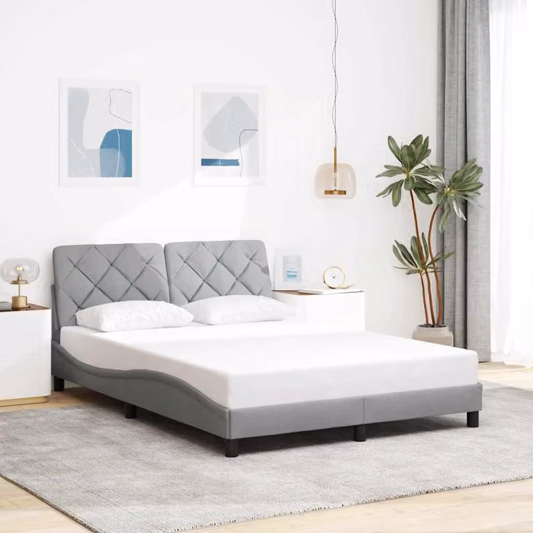 vidaXL Giroletto senza Materasso in Tessuto Grigio Chiaro L/P/H: 120 x 200 cm