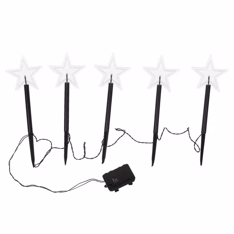 Jopassy 5x giardino spina stella 23cm bianco caldo 6/18h timer 1,6m bastoni luminosi, luci da giardino LED stelle luci di Natale decorazione giardino esterno impermeabile, luci di Natale decorazione