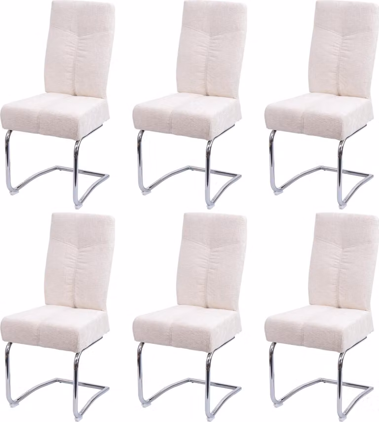 Set di 6 sedie da pranzo imbottite | A x L x P 105 x 46 x 60 cm | Altezza seduta 53 cm | Metallo Tessuto/Chenille | Crema | Sedia da cucina Sedia a sbalzo Sedia con schienale