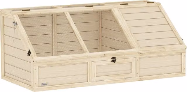 PawHut Box per tartarughe da esterno in legno naturale beige e marrone con design senza fondo e facile apertura