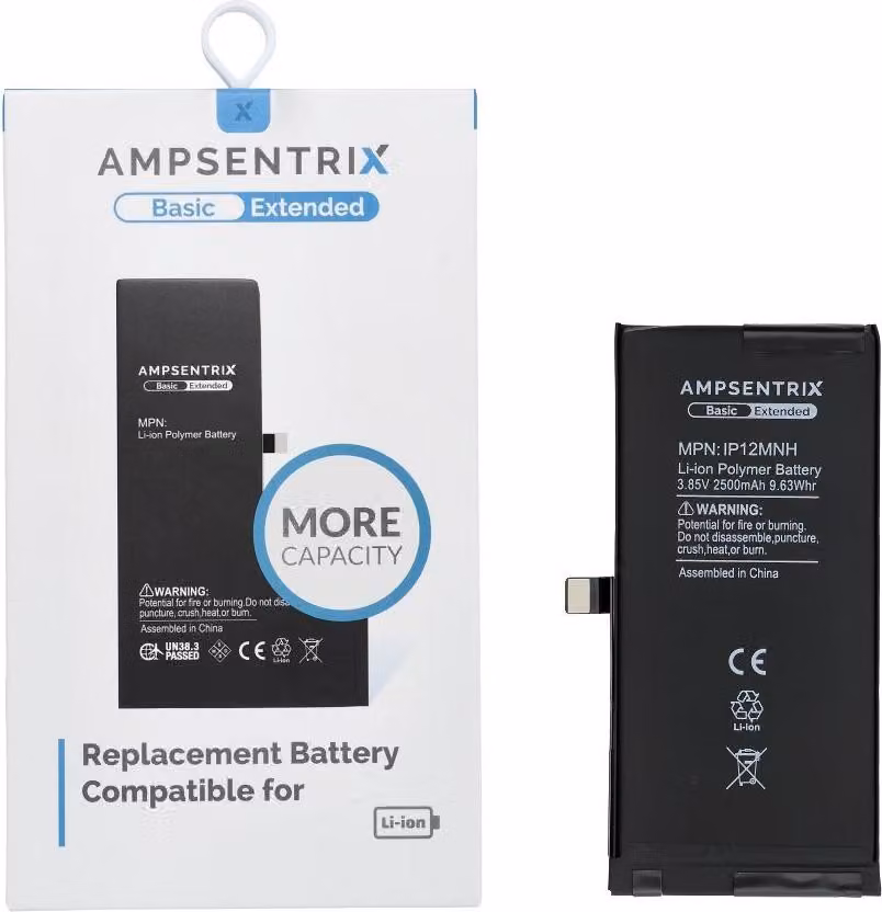 Batteria AmpSentrix Basic compatibile con iPhone 12 Mini (alta capacità 2500 mAh)