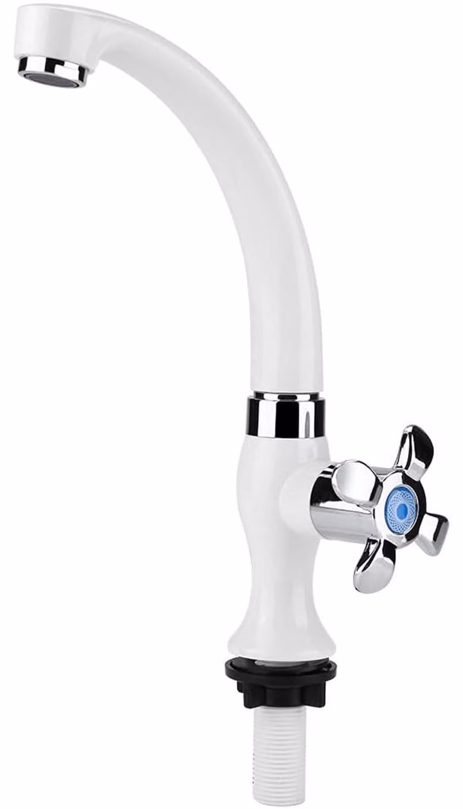 Rubinetto monocomando per acqua fredda, ad arco alto, girevole, con attacco G1/2 pollici, adatto per cucina e giardino