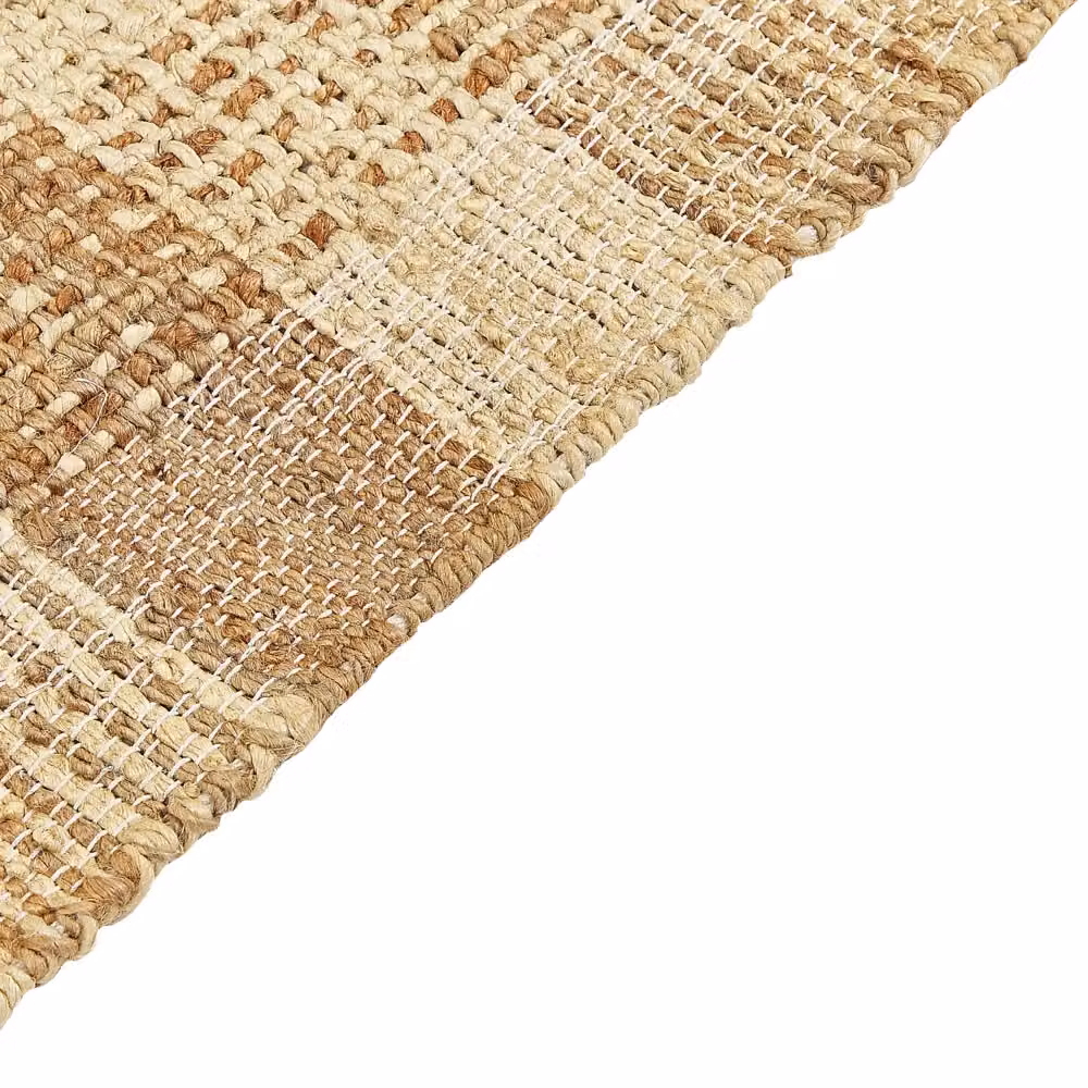 Tappeto Beliani in juta beige con motivo geometrico intrecciato a mano e nappe in stile bohémien, L: 230 cm, P: 160 cm – 2