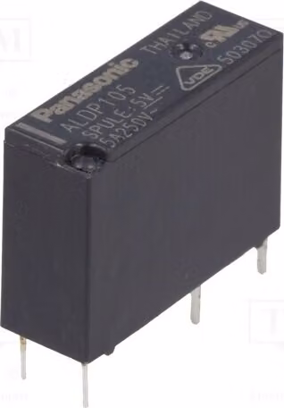 1 relè: elettromagnetico, bobina: 5 VDC, 5 A / 277 VAC, mini relè elettromagnetico ALDP105