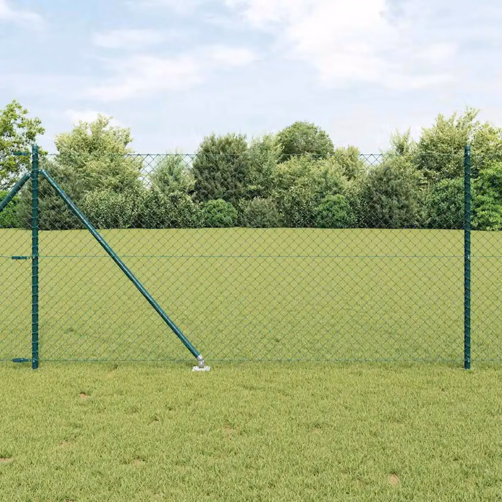 Recinzione a maglie con punte vidaXL in acciaio rivestito in PVC verde, L: 1000 cm, H: 100 cm