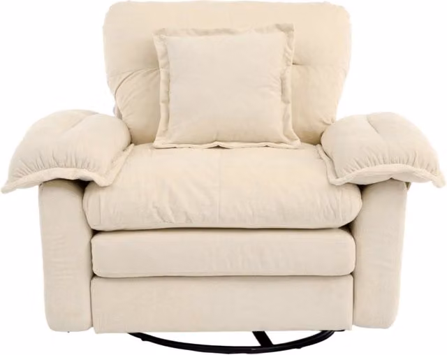 Poltrona girevole Chenille 360° formato Oversized con cuscino di supporto per soggiorno, camera e zona bambini