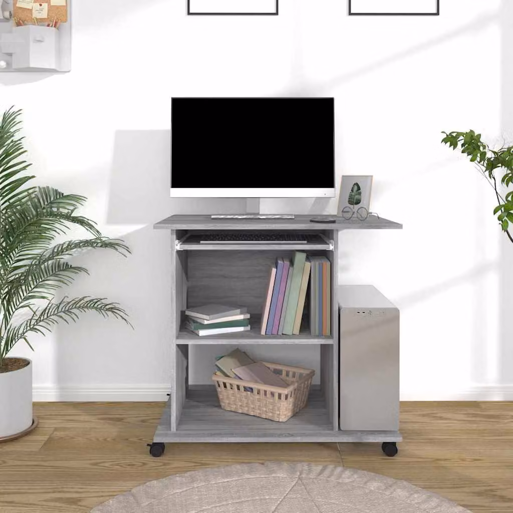 Scrivania Computer moderna vidaXL in legno e MDF Grigio L: 80 cm, P: 50 cm, H: 75 cm