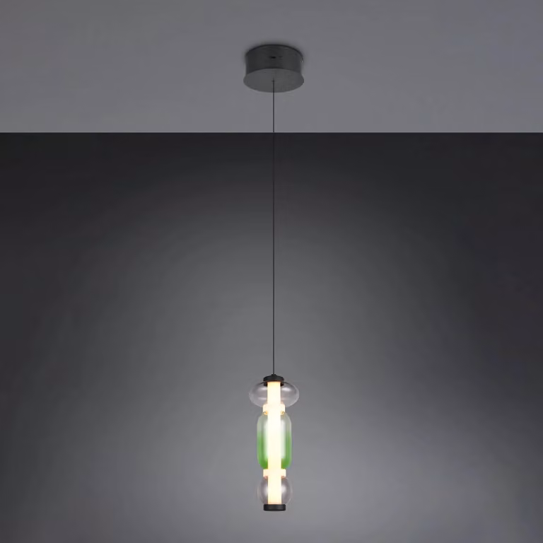 Trio Lighting Lampada a sospensione in vetro Minerva, dimmerabile, Multicolore, Soggiorno / Sala da pranzo, Vetro, Lampada a sospensione