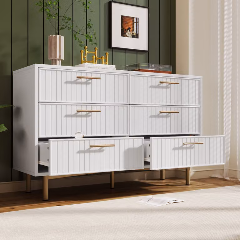 okwish Comò con ampio spazio di archiviazione, armadio con 6 cassetti, armadio a cassetti per il soggiorno, 120x40x75 cm