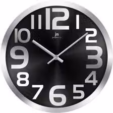 Orologio da parete analogico Lowell moderno rotondo in metallo Silver e Nero Diametro: 30 cm