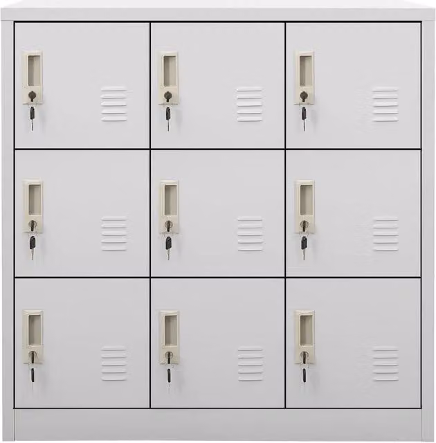 Armadietto in acciaio vidaXL con serratura, bianco e grigio, da appendere al muro, L: 90 cm, P: 45 cm, H: 92,5 cm