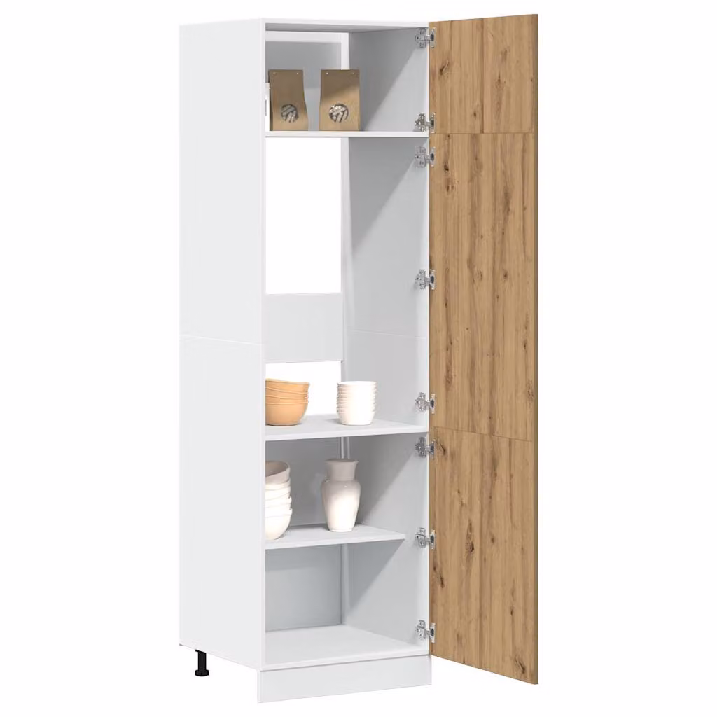 Mobile per frigo moderno vidaXL con ante a battente, marrone e bianco, L: 60 cm, P: 57 cm, H: 207 cm
