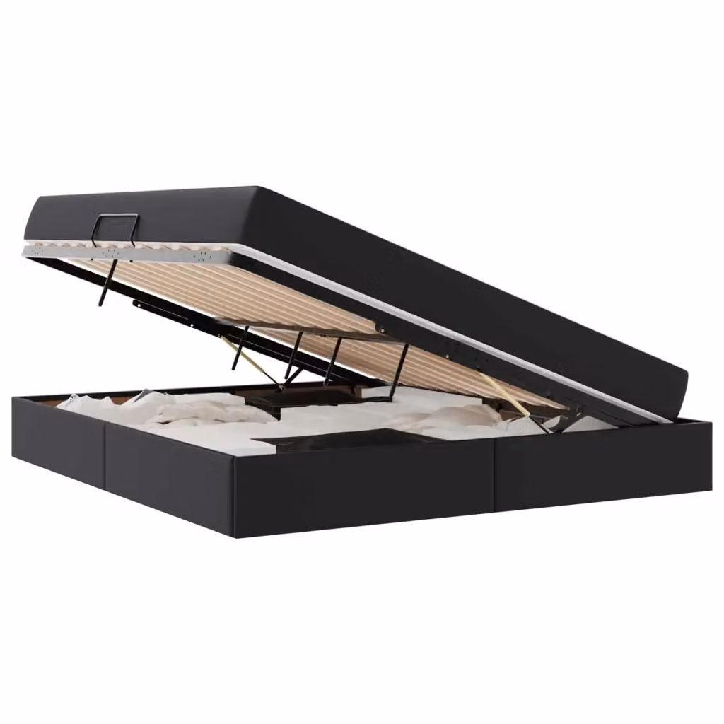Letto con contenitore e materasso ibrido vidaXL in ecopelle nera L/P/H: 200 x 180 x 43,5 cm – 2