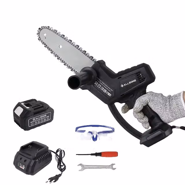 Motosega a batteria, potenza 21 V, mini sega manuale per alberi, con una batteria