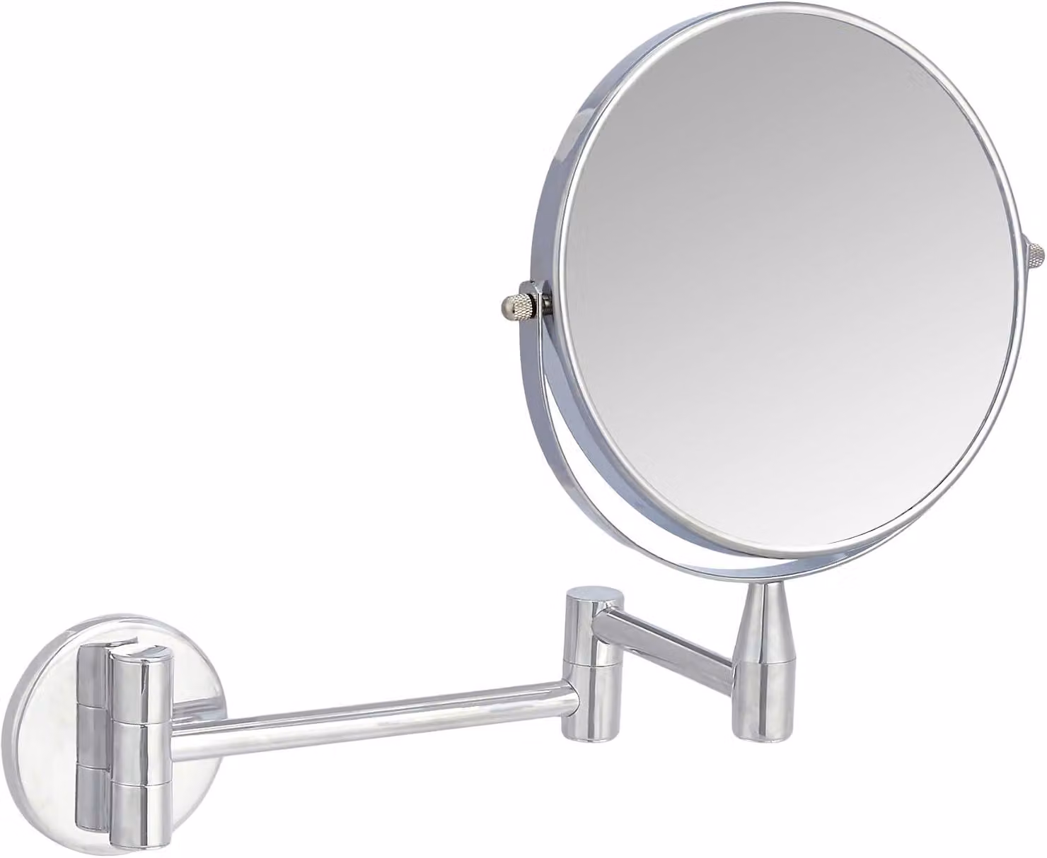 Specchio da parete, rotondo, con ingrandimento 1x/5x, dimensioni 32,5 x 25,4 cm (lunghezza x larghezza), finitura cromata