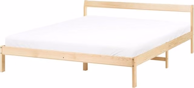 Letto matrimoniale Beliani in legno di pino in stile scandinavo con rete a doghe L/P/H: 205 x 160 x 65 cm