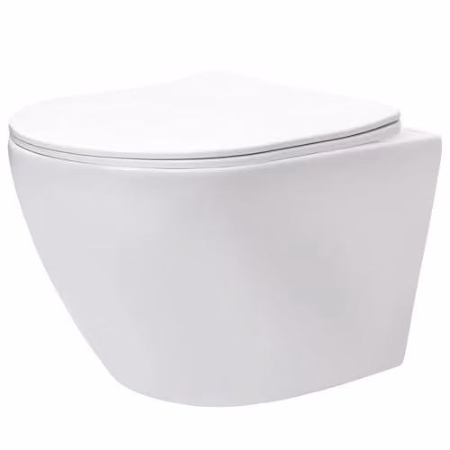Rea - Ciotola WC sospesa Carlo Lux Rimless con funzione Bidet, bianco, ceramica sanitaria, 49,5 x 37 x 18 cm