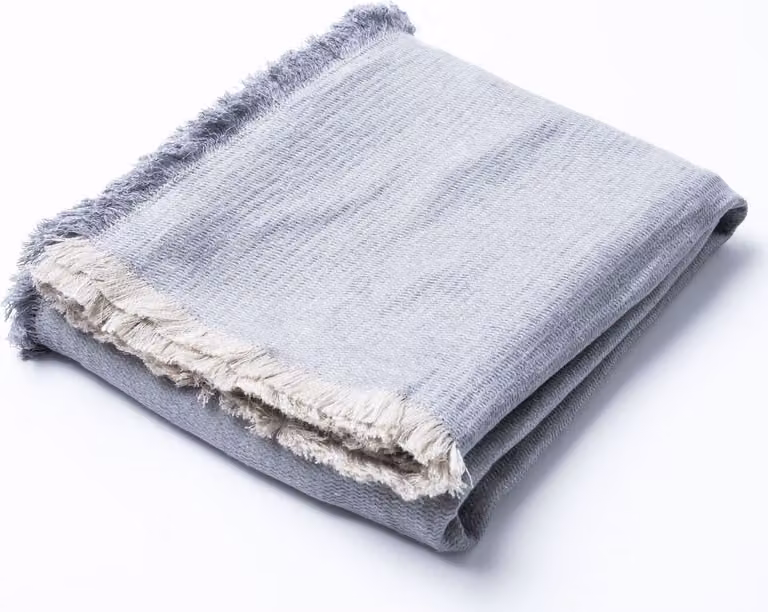 Coperta con frange, naturale/grigio, 150x200
