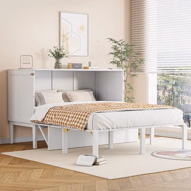 Letto a scomparsa 140x200 cm pieghevole verticale in legno