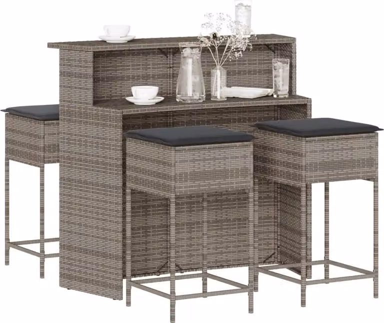 Maison Exclusive - Set da bar da giardino 5 pezzi con cuscini grigio in polyrattan