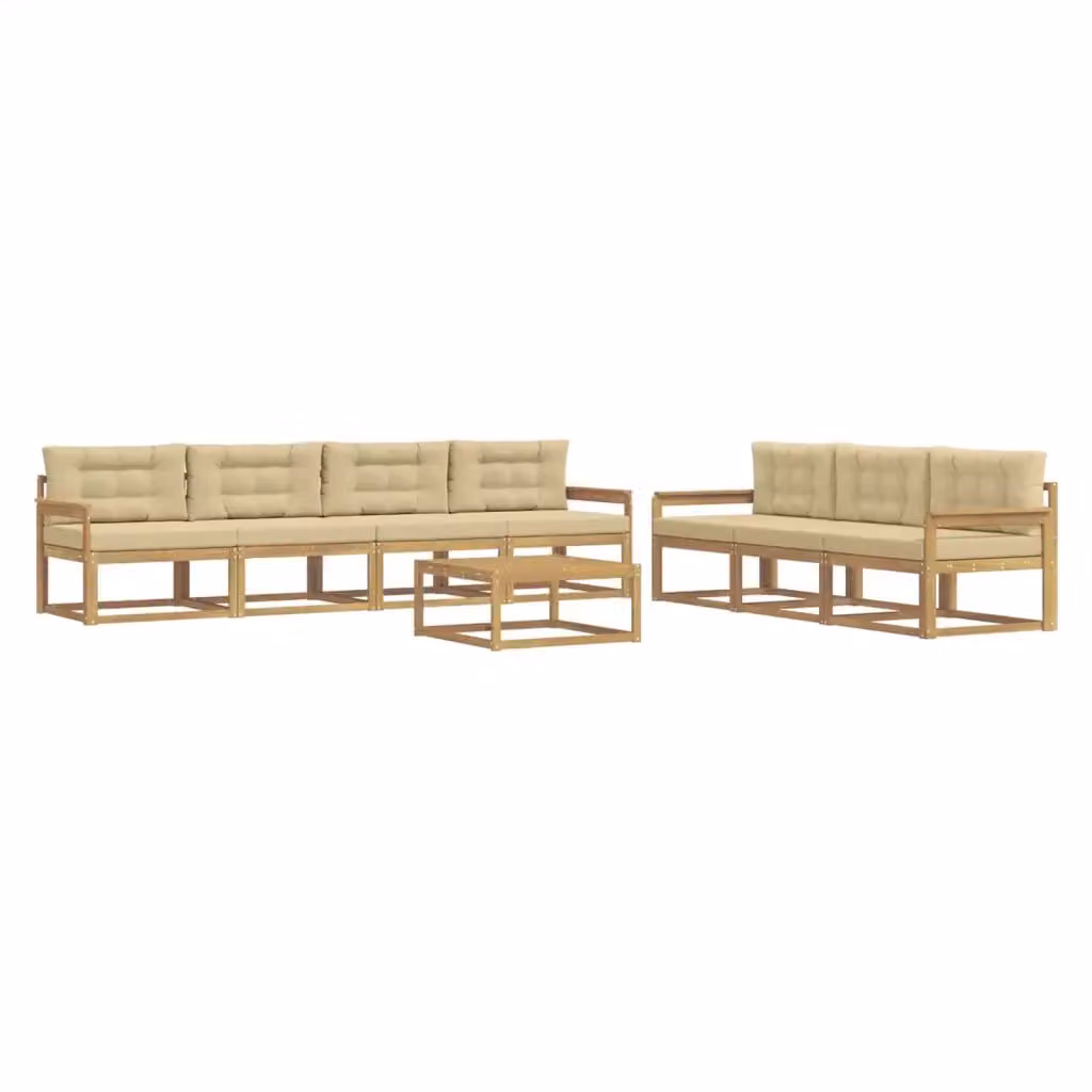 Set di mobili da esterno vidaXL composto da 7 pezzi in legno di acacia con divani e tavolino, colori bianco e beige – 2