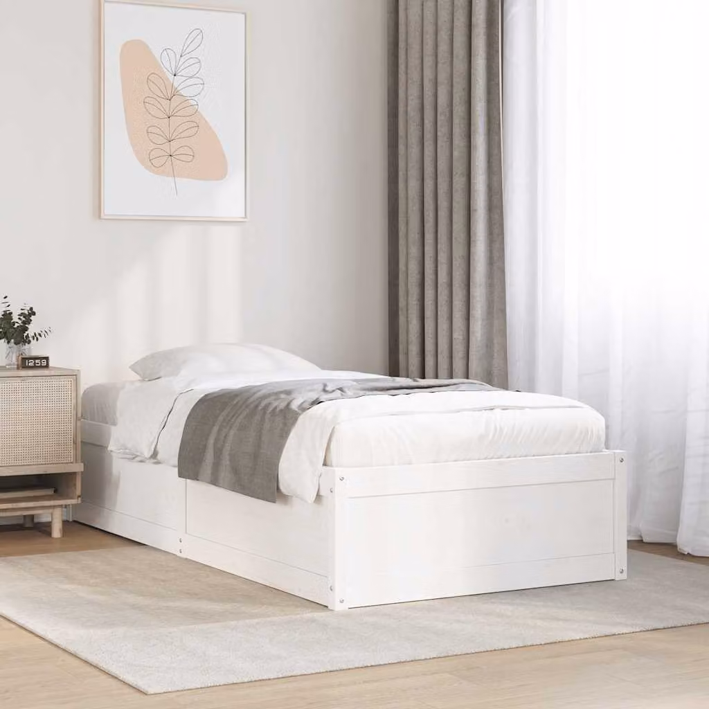 Letto moderno vidaXL in legno massello di pino bianco senza materasso L: 196,5 cm, P: 81,5 cm, H: 37 cm