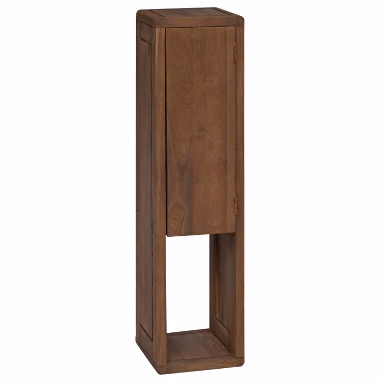 Mobiletto da bagno vidaXL in legno di teak color marrone con ante a battente, L/P/H: 25 x 25 x 100 cm