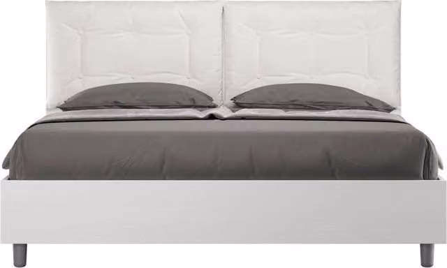 Letto Matrimoniale 160x190 cm cuscinatura Egos Annalisa - Bianco,Similpelle,Con rete