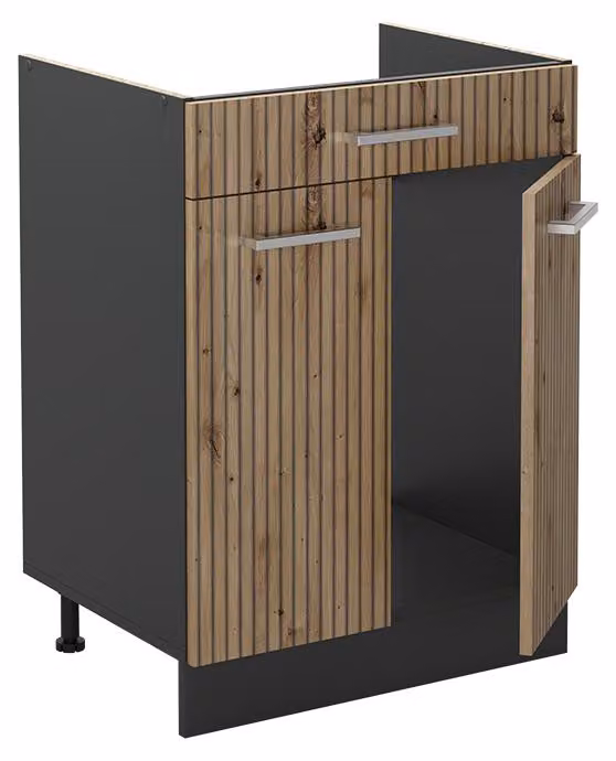 Mobiletto base cucina Vicco R-Line Rovere artigianale/Antracite 60 cm con cassetto senza piano di lavoro, Model 61081